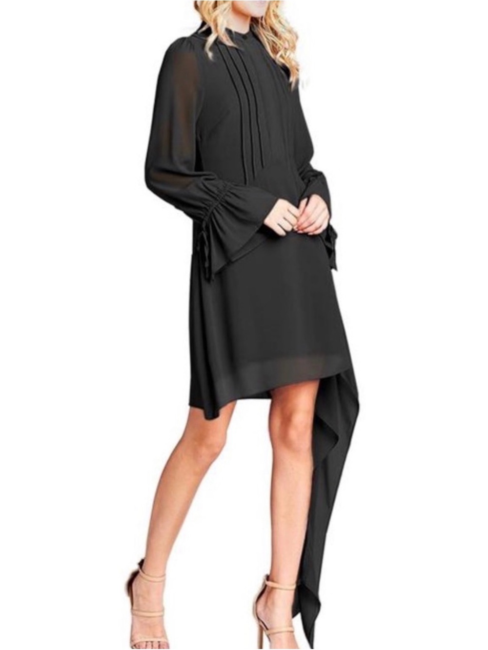 Strut & Bolt Black High-Low Chiffon Dress – Large